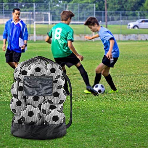 BROTOU Extra Large Sports Ball Bag Mesh Socce Ball Bag Heavy Duty Drawstring Bags Team Work for Holding Basketball, Volleyball, Baseball, Swimming Gear with Shoulder Strap