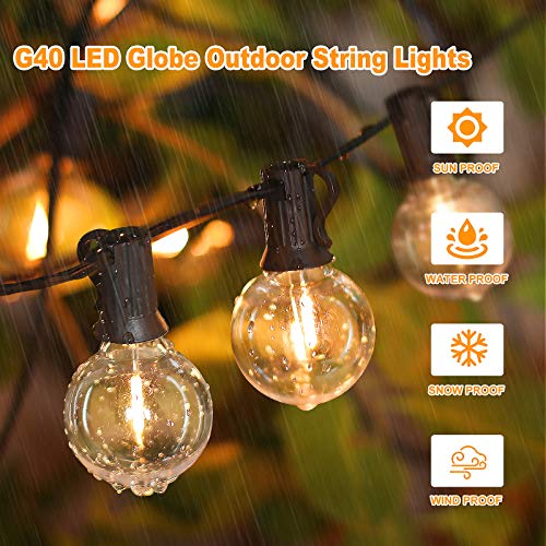 50FT Outdoor G40 LED Globe String Lights Dimmable Waterproof Shatterproof Light Strings with 25 Bulbs Connectable Commercial Hanging Lights for Christmas Patio House Backyard Balcony Party