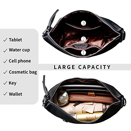 Iswee Black Crossbody Purse for Women Shoulder Bag Designer Handbags Everyday Purse Satchel Tote Crescent Bag for Work (Black)