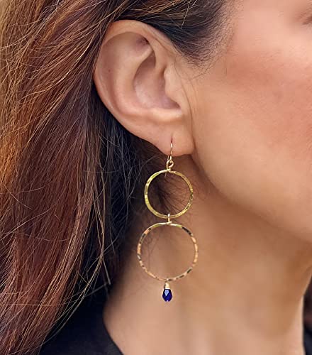 Colorful Beaded Dangle Fashion Earrings (Double Hoop Green)