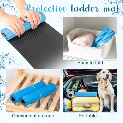 2 Rolls Swimming Pool Ladder Mat, Pool Ladder Pad Step with Non Slip Stripe Protective Pool Liner Pad for Above or Inground Pool(9 x 24 Inch)