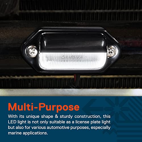 TRUE MODS 1pc Trailer LED License Plate Light [DOT FMVSS 108] [SAE L] [Black-Finish] [Surface Mount] [Waterproof] [12V DC] Courtesy Step License Plate Tag Lights for UTV ATV Trailer Truck RV Boat