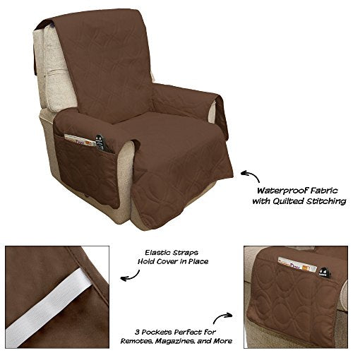 Couch Slipcover for Dogs and Cats - 100-Percent Waterproof and Washable - 3-Cushion Pet Sofa Furniture Cover with Non-Slip Straps by PETMAKER (Brown)