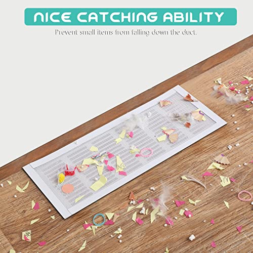 Floor Vent Covers Rectangle Air Vent Screen Cover Magnetic PVC Vent Mesh Floor Register Cover Plastic Vent Screen for Wall Ceiling Floor Catch Debris Hair Insect (White, 8 x 14 Inch)