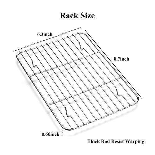 Wildone Baking Sheet with Rack Set [2 Sheets + 2 Racks], Stainless Steel Cookie Pan baking Tray with Cooling Rack, Size 9 x 7 x 1 Inch, Non Toxic & Heavy Duty & Easy Clean