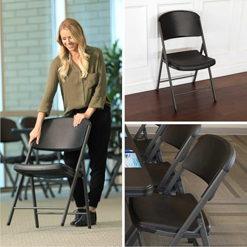 Lifetime 80187 Commercial Grade Folding Chair, 4 Pack, Black