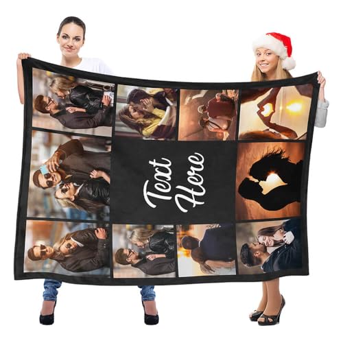 inkArts Custom Blanket with Photos Text Personalized Blanket Thows with Picture Customizable Blanket Photo Blankets Customize Valentines Day Gifts for Mom Dad Couple Girlfriend Boyfriend Wife Husband