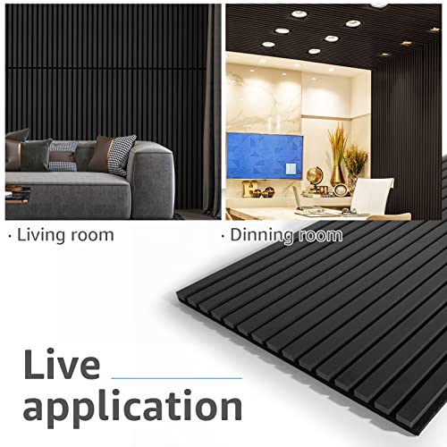 Art3d 2 Wood Slat Acoustic Panels for Wall and Ceiling - 3D Fluted Sound Absorbing Panel with Wood Finish - White Elm