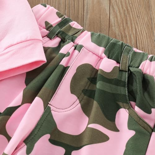 Yvowming Toddler Girl Clothes Kids Long Sleeve Sweatshirt & Camouflage Pants Baby Girl Fall Outfits Winter Sweatsuit (Light Pink, 6-12 Months)