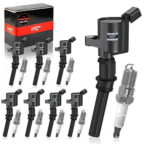 1PZ DK4-JD2 Set of 8 Ignition Coil DG508 & Motorcycle Spark Plug SP479 Replacement for Ford Crown Victoria Expedition F-150 F-250 Mustang Explorer Lincoln Mercury 4.6L 5.4L V8