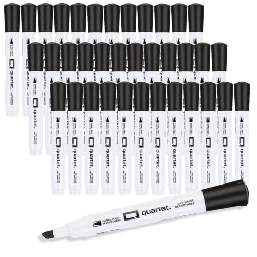 Quartet Dry Erase Markers, Chisel Tip White Board Dry Erase Markers, Office Essentials, Black, 36 Pack (Q120Z03-R)