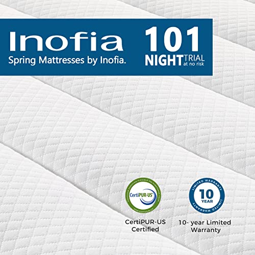 Inofia 10 Inch Full Hybrid Double Mattress in a Box - Medium Firm, Memory Foam & Pocket Springs, Fiberglass Free, Motion Isolation, Pressure Relief, Edge Support, 10-Year Support, CertiPUR-US