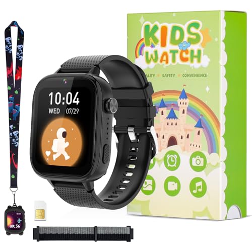 OKYUK 4G Kids Smart Watch, 15 Exciting Games, Two-Way Calling Feature, SOS Emergency Call Button Ideal for Kids Aged 3-12, for Boys & Girls