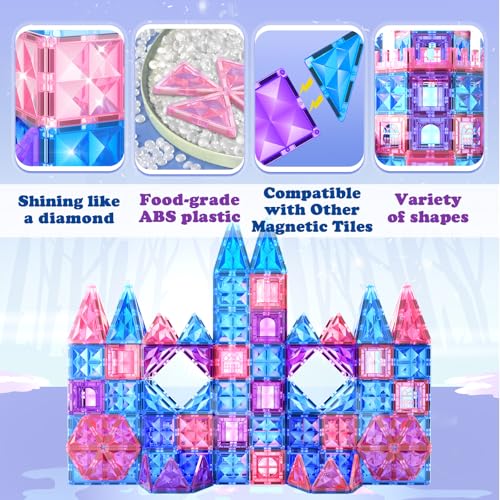 Diamond Magnetic Building Blocks - Frozen Princess Toys for 3-8 Year Old Girls & Boys - 3 4 5 6 Year Old Girl Birthday Xmas Present