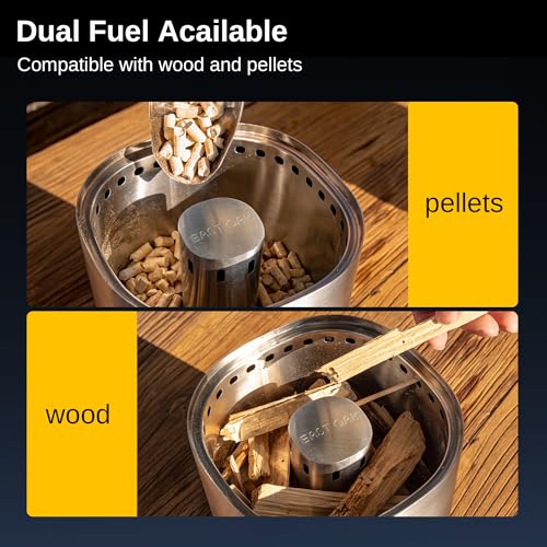 EAST OAK Smokeless Tabletop Fire Pit, Mini Table Top Firepit for Patio and Outdoor Camping, Removable Ashtray, Dual-Fuel Stove, Silicone Pad& Travel Bag, 50-80min. Burn Time, H: 10.1" xD: 7", Silver