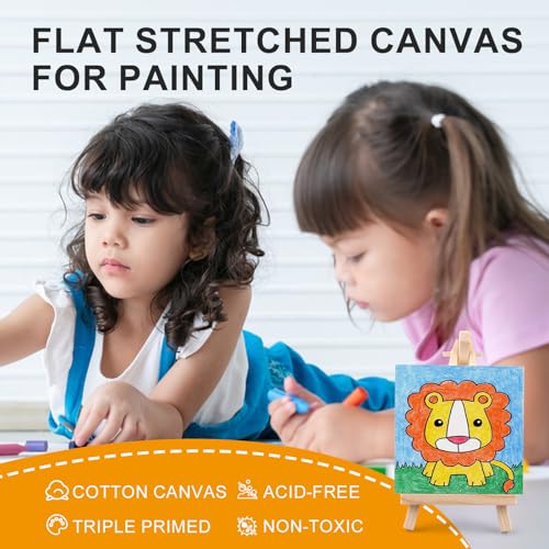 ESRICH Small Canvases for Painting, 6 Pack Canvas 5x7 Inch Stretched Canvas 2/5" Profile Primed Acid Free Painting Canvas for Kids for Oil Paint,Watercolor,Acrylic Paint,Gouache &Tempera.