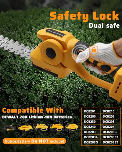 Cordless Hedge Trimmer for DEWALT 20V MAX Battery (No Battery) - Electric Hedge Trimmer Cordless Grass Trimmer, 2 in 1 Handheld Grass Cutter + Hedge Shears for Gardening, Lawn, Yard (ZZ-TL198-01)