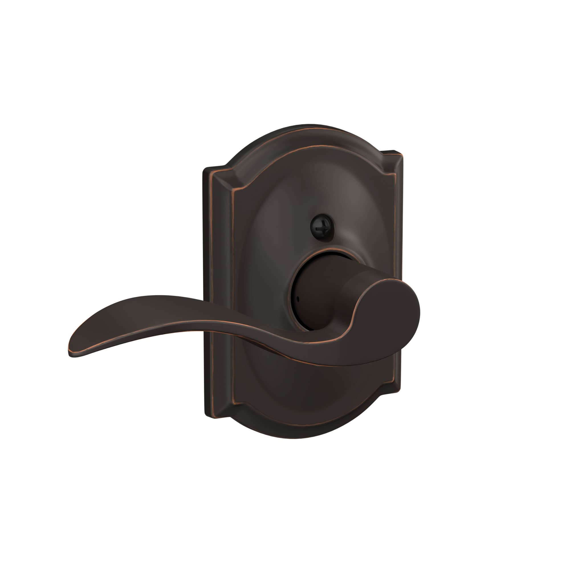 Schlage F10 ACC 716 CAM Accent Door Lever with Camelot Trim, Hall & Closet Passage Lock, Aged Bronze