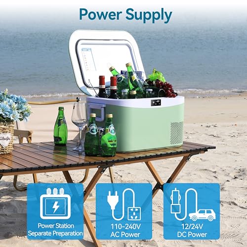 Megiu 12 Volt Refrigerator Portable Car Freezer 13.5 Quart (12.8 Liter) Compressor Cooler 12V/24V DC 110～240 Volt AC for Truck Van RV Camper SUV Boat Travel Camping Road Trips Tailgating -18℃~+15℃