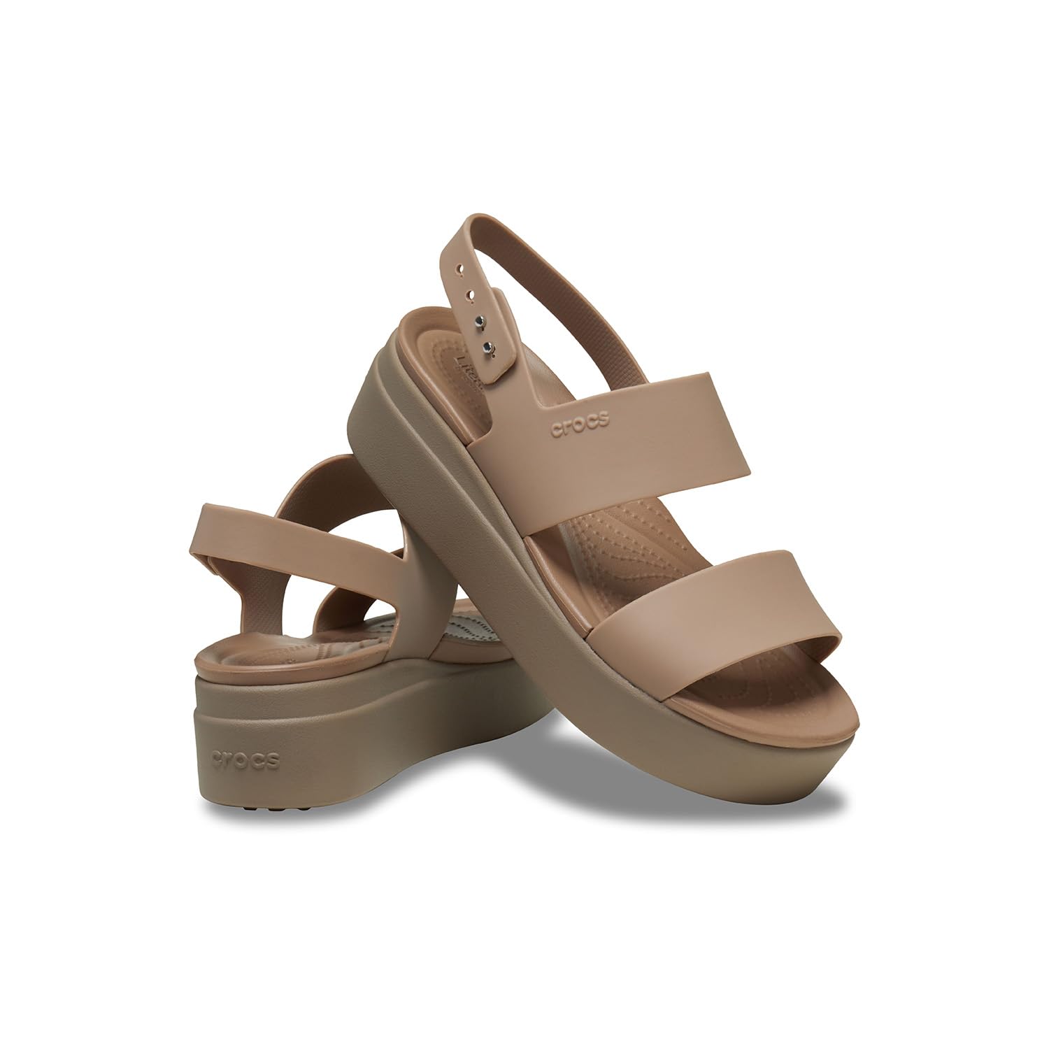 Crocs Women's Brooklyn Low Wedges, Platform Sandals, Khaki/Bone, Numeric_6