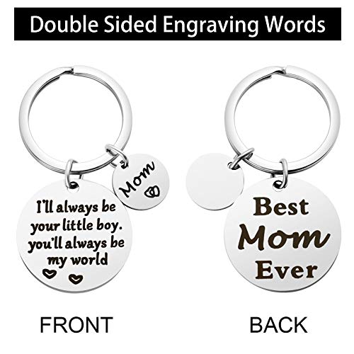 Mother’s Day Gifts from Son for Birthday, Double Side I'll Always Be Your Little Boy, You Will Always Be My World - Best Mom Ever Keychain for Valentine’s Day Christmas Gift