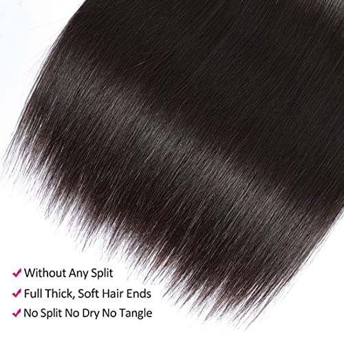 SUIFENGWU 10A Human Hair Bundles 18 18 18 Inch Straight Bundles Human Hair 100% Unprocessed Brazilian Virgin Weave 3 Bundles Double Weft Raw Remy Hair Bundles Deals