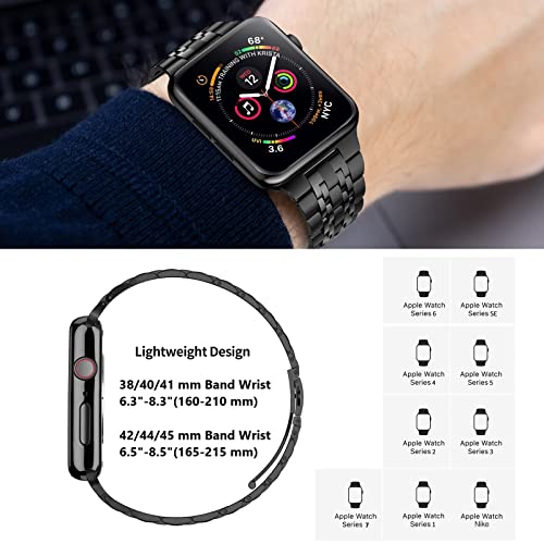 MioHHR Compatible with Apple Watch band 38mm 40mm, Solid Stainless Steel Metal Strap for iWatch Series 6 5 4 3 2 1 SE (Silver/Rose Gold,38/40 mm)