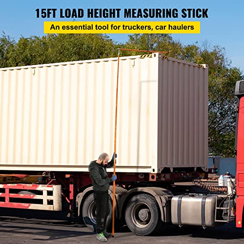 VEVOR Load Height Measuring Stick, 15' Sturdy Fiberglass Truck Height Stick with Adjustable Pole, Non-conductive Truck Height Measuring Stick with Carrying Bag, Height Stick for Trucks, Car Haulers