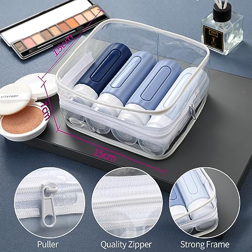 Mrsdry 16 Pack Travel Bottles Set for Toiletries, Leakproof Travel Containers for Toiletries TSA Approved Silicone Travel Accessories Squeezable Refillable 3oz for Shampoo Conditioner Lotion Blue