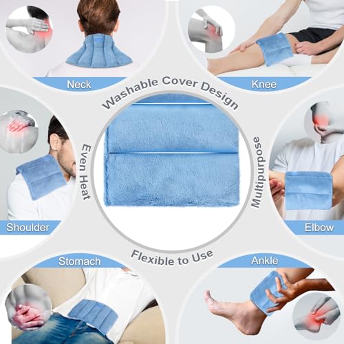 SuzziPad Microwave Heating Pad, 6.5x12” Reusable Moist Heating Pads for Cramps, Joint Pain Relief, Sore Muscle, Heat Pad for Shoulder, Knee, Abdominal and Back (Blue)