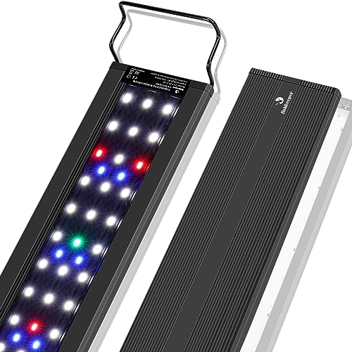 fishkeeper 24W LED Aquarium Light, Ultra-Thin Full Spectrum Fish Tank Light for Plants with Extendable Brackets for 33"~39" Tanks, Multi Color & 10-Level Dimmable, Adjustable Timer