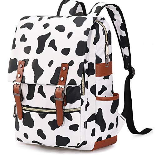 Xinveen Vintage Laptop Backpack, Cute Cow Spot College School Backpack Travel Daypack Casual Business Rucksack