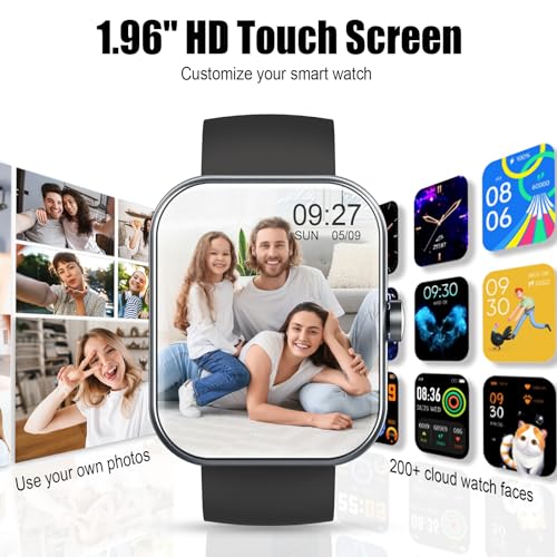 Smart Watch for Men Women, 1.96" Fitness Tracker Running Watch (Answer/Make Call), IP68 Waterproof, Pedometer, Sleep/Step/Activity/Heart Rate Monitor, 110+ Sport Modes Smartwatch for Adroid iOS Phone