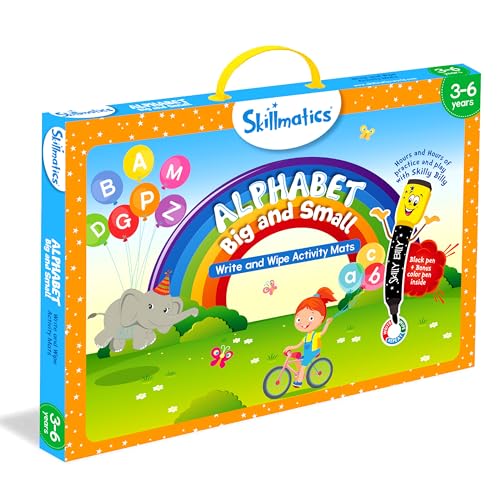 Skillmatics Educational Game - Alphabet Big and Small, Reusable Activity Mats with 2 Dry Erase Markers, Gifts for Ages 3 to 6