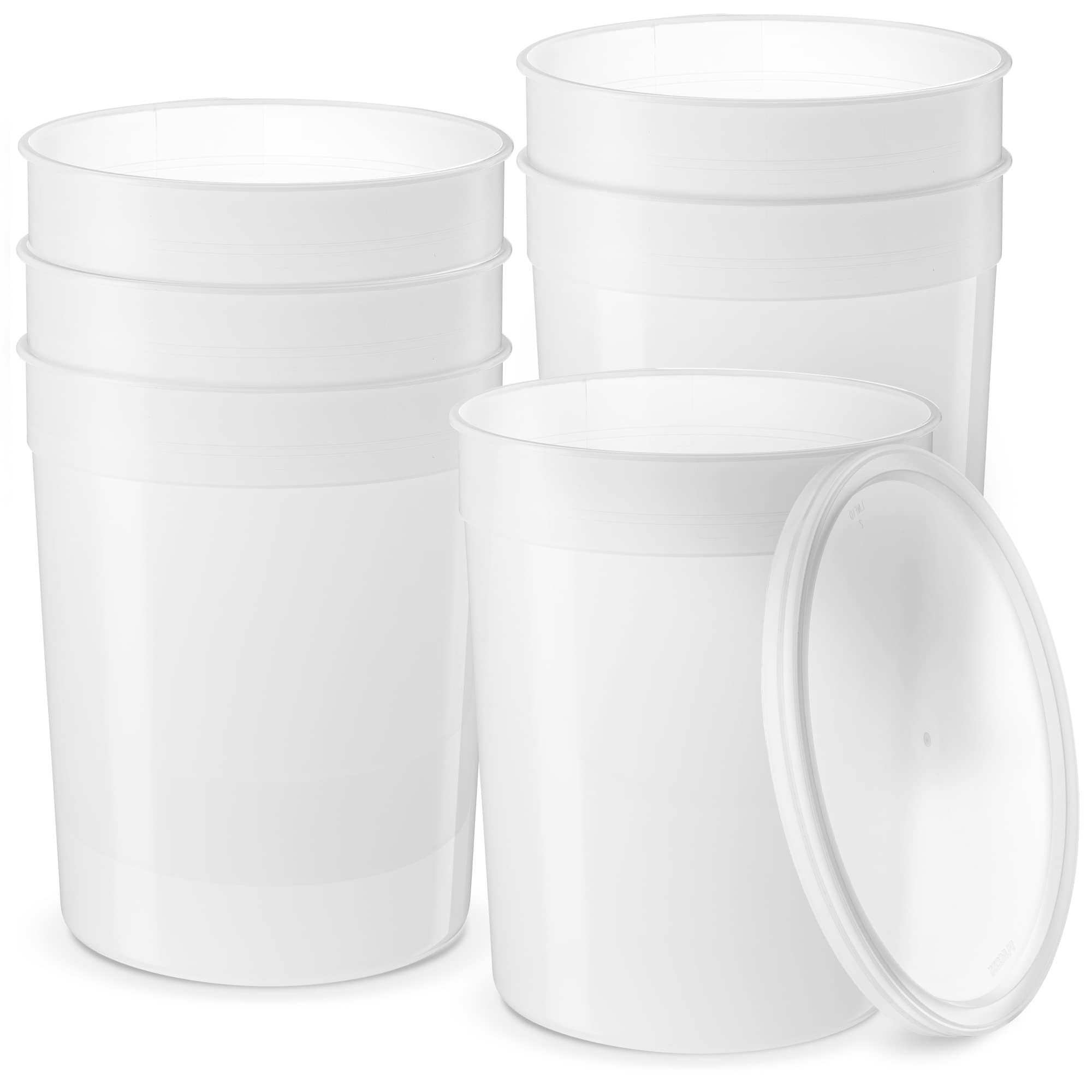 GUSTO, [6 Sets -128 oz. Disposable Plastic Food Storage Deli Containers with Lids, Ice Cream Bucket & Soup Pail - (Formerly Comfy Package)