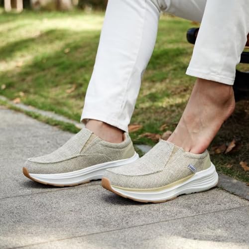 XPACS Mens Ultra Comfy Orthopedic Casual Loafers with Arch Support, Work Soft Supportive Shoes for Plantar Fasciitis, Ultralight Casual Slip On Shoes Add Height Black Size 8