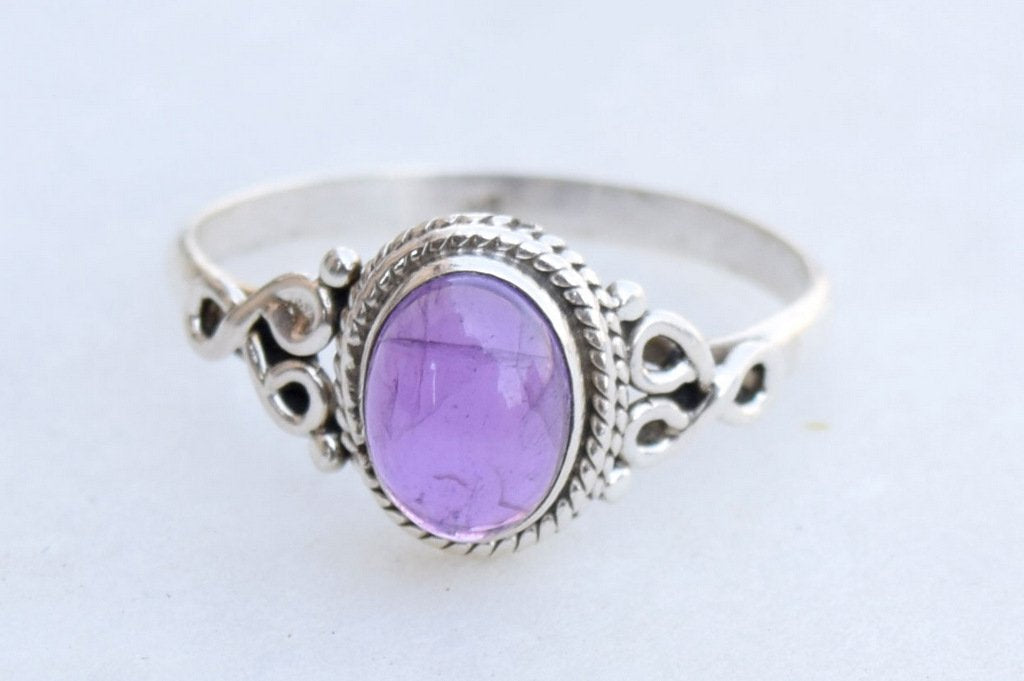 Amethyst Stone Ring 925 Sterling Silver Statement Ring For Women Handmade Rings Gemstone Christmas Promise Ring Size US 5 Gift For Her