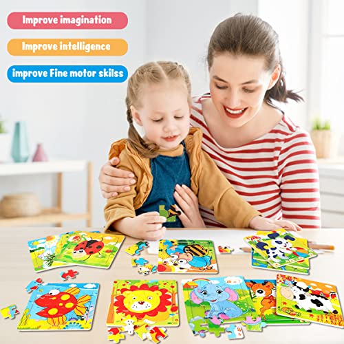 Aitey Set of 6 Toddler Puzzles Ages 2-4, Wooden Jigsaw Puzzles for Kids Ages 3-5, Puzzles for Toddlers 2 3 4 Year Old, Kids Puzzle Toys with Animal Patterns Educational Toys for Boys and Girls