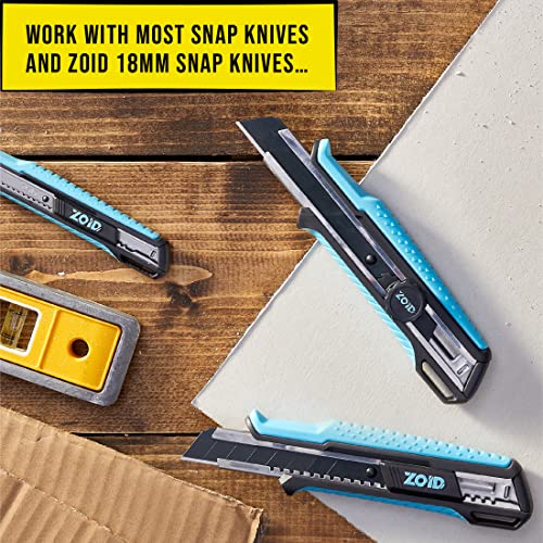 Zoid 18mm Snap Knife Black Blade Refill 5 Pack, Sharp Carbon Steel Snap Blades for at Home and Project Cutting, Blades for Box Cutter, Utility Knife Blades, Storage Case Included