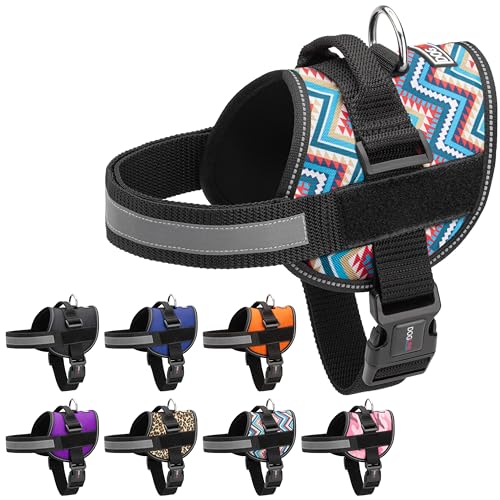 Dogline Dog Harness, Reflective No-Pull Adjustable Vest with Handle for Walking, Training, Breathable, No - Choke Harness for Small, Medium or Large Dogs Room for Patches Zebra Black/White S 18"-24"