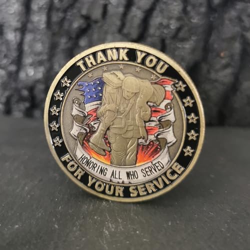 Thank You for Your Service Tribute to American Heroes Challenge Coin Gift for Veterans (Pack of 10)