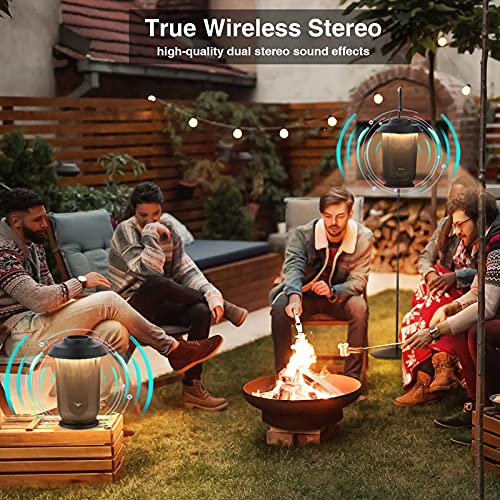 Onforu Outdoor Bluetooth Speaker with LED Lights, 2 Pack Wireless Loud Stereo Sound Lantern Speakers, True Wireless Stereo Pairing Patio Speakers, Bluetooth 5.0, Christmas Party Speakers for Garden