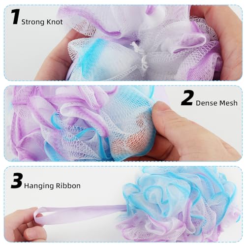 Chuya Bath Sponges Loofahs 70 Grams Large Size，4 Pack Shower Sponge Exfoliating Cleaning Bath Loofa Body Scrubber Balls for Women Men Children Washing