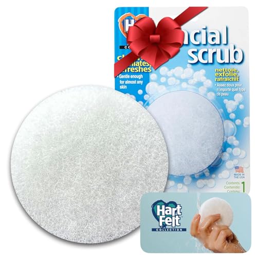 HartFelt Round Face Scrubber for Women | Reusable Facial Sponges for Daily Cleansing | Facial Exfoliating Pads for Removing Dead Skin, Dirt & Makeup | Use with Favorite Cream | Made in USA - 1 Count