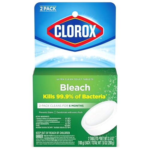 Clorox Ultra Clean Toilet Tablets Bleach 2 Count, 3.5 Ounces Each (Package May Vary)