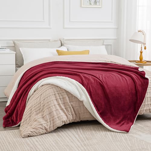 BEDELITE Sherpa Fleece Blanket Twin Size, Thick Warm Blankets for Winter, Reversible Soft & Cozy Fuzzy Blanket for Couch and Bed (Purple, 60" X 80")