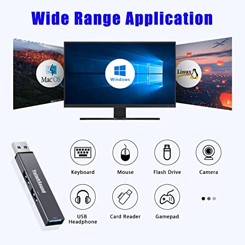 USB to USB Adapter,USB A to USB A, 3-Port USB 3.0,2.0 Splitter USB Extention,Mini USB Hub for Laptop,PC,All-in-One, Keyborad,Mouse,Flash Drive,SSD,Portable in Grey,Aluminum,YaimhSound
