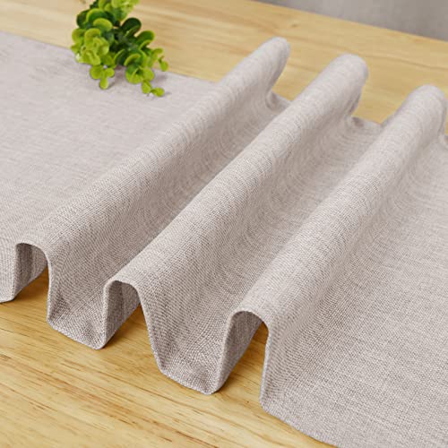 Hiasan Faux Linen Rectangle Tablecloth - Wrinkle and Stain Resistant Washable Table Cloth for Kitchen Dining Room Holiday Table Cover for Party Dinner, Beige, 70 x 140 Inch
