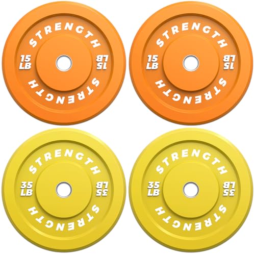 Rendpas Color Olympic Bumper Plates - Elastic and Tough Rubber Weights Plate with Metal Insert, 2-Inch Universal Fit, Ideal for Strength Training and Fitness Workouts-2x10LB