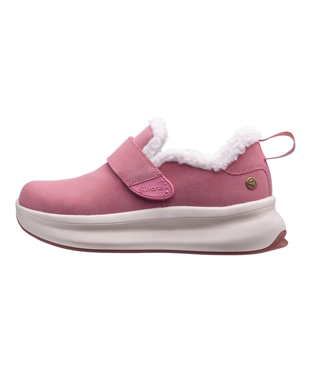 Silvert's Adaptive Clothing & Footwear Women’s Extra Wide Comfort Shoes with Sherpa Lining - Pink 6.5